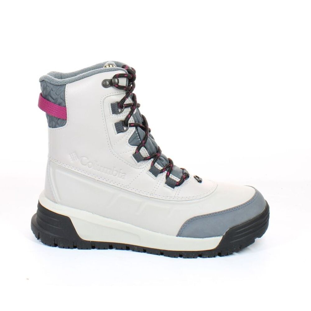 Columbia White Gray Black Winter Rain Boots with Pink Accent